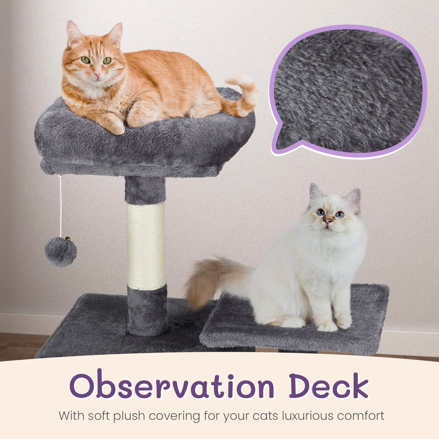 47inch Dark Grey Cat Scratcher Trapezoidal Cat House Cat Climbing Frame