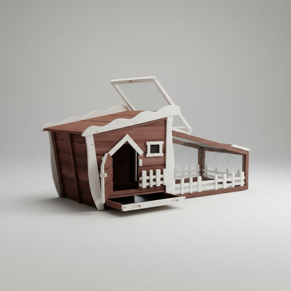 62 Inch Wooden Rabbit Hutch with Pull Out Tray