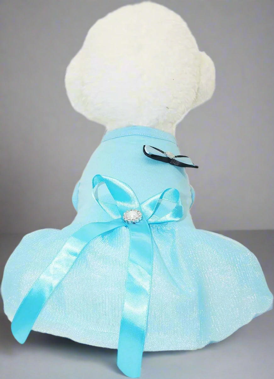 Dog Dresses for Small Medium Dog Cat Pet Dog Princess Tutu Dresses Dog Skirt Bow Crystal Belt Skirt Pet Clothes (Medium, Blue)