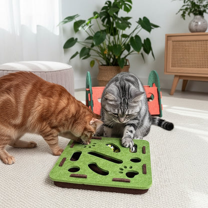 Pet Cat Puzzle Maze Holes Toys Felt Box with Bell Ball Kitten Playing Toys Interactive Funny Combination Set Cat Supplies