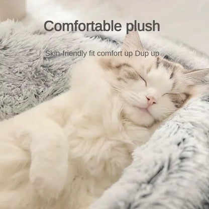 Plush Pet Cat Bed round Cat Cushion Cat House 2 in 1 Warm Cat Basket Pet Sleep Bag Cat Nest Kennel for Small Dog Cat Dog Bed