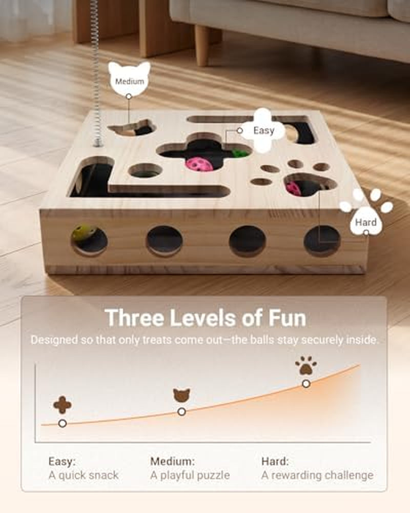 Cat Toys for Indoor Cats - Cat Nail File Box with Interactive Cat Toys, 2026 Upgraded Cat Puzzle Feeder Scratch Puzzle Toy for Indoor Cats, Natural Claw Care with 2 Wand Toys&Catnip Ball&4 Bell Ball