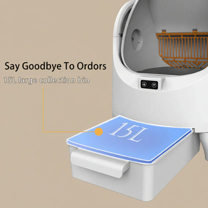 Waste disposal unit with a large collection bin labeled '15L' on a white background.