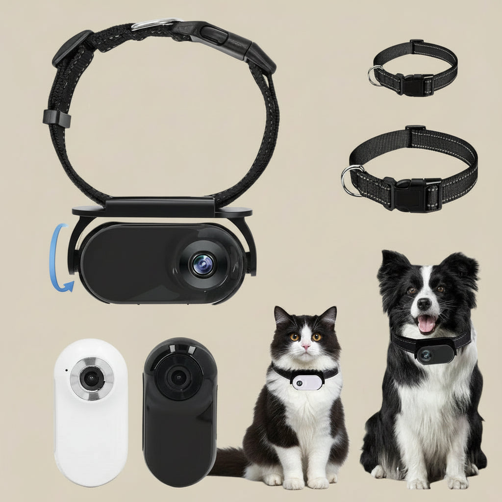 Pet Collar Camera 120 Deg Lens OTG Connection Video Recording Adjustable Magnetic Cat Sport Camera for Outdoor Dog Collar Camera