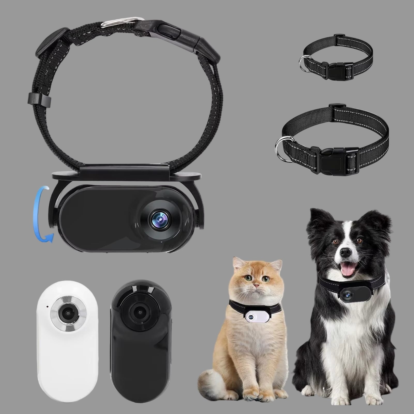 Pet Collar Camera 120 Deg Lens OTG Connection Video Recording Adjustable Magnetic Cat Sport Camera for Outdoor Dog Collar Camera