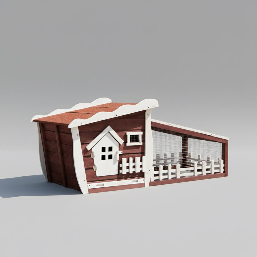 62 Inch Wooden Rabbit Hutch with Pull Out Tray