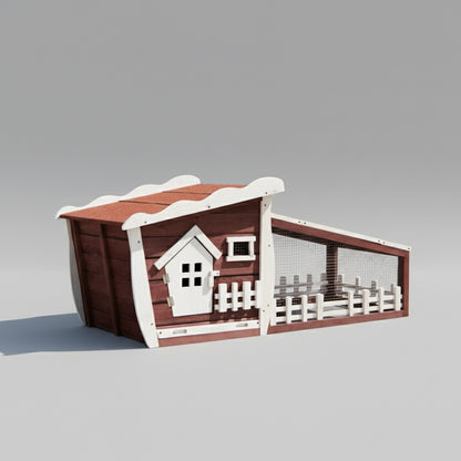 62 Inch Wooden Rabbit Hutch with Pull Out Tray