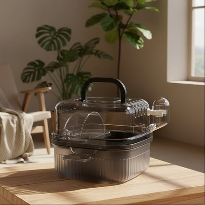 Hamster Outdoor Carrier Cage Portable Hamster Cage with Clear Large Flip Cover for Hamster Bird Carrying Pet Supplies