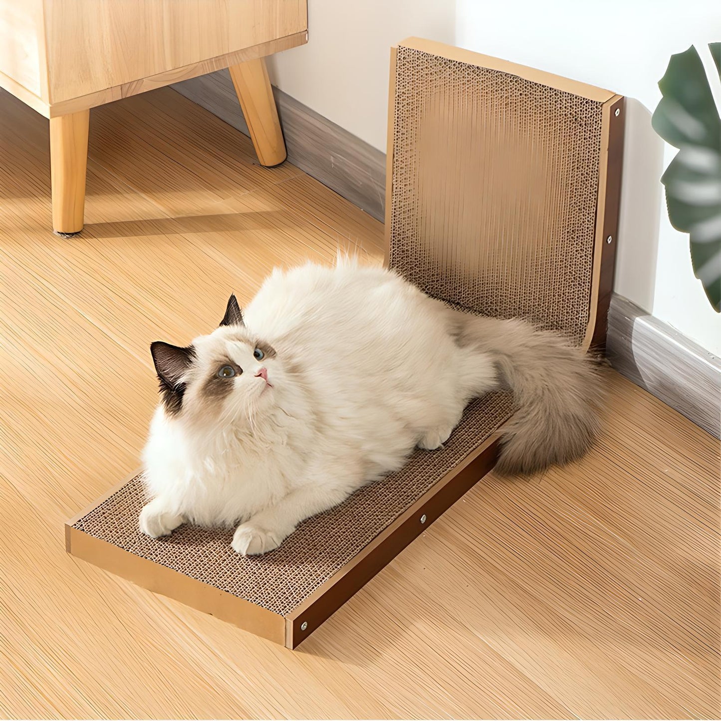 L-Shaped Cat Scratching and Lounging Board - Multi-Functional Pet Furniture for Scratching and Relaxation