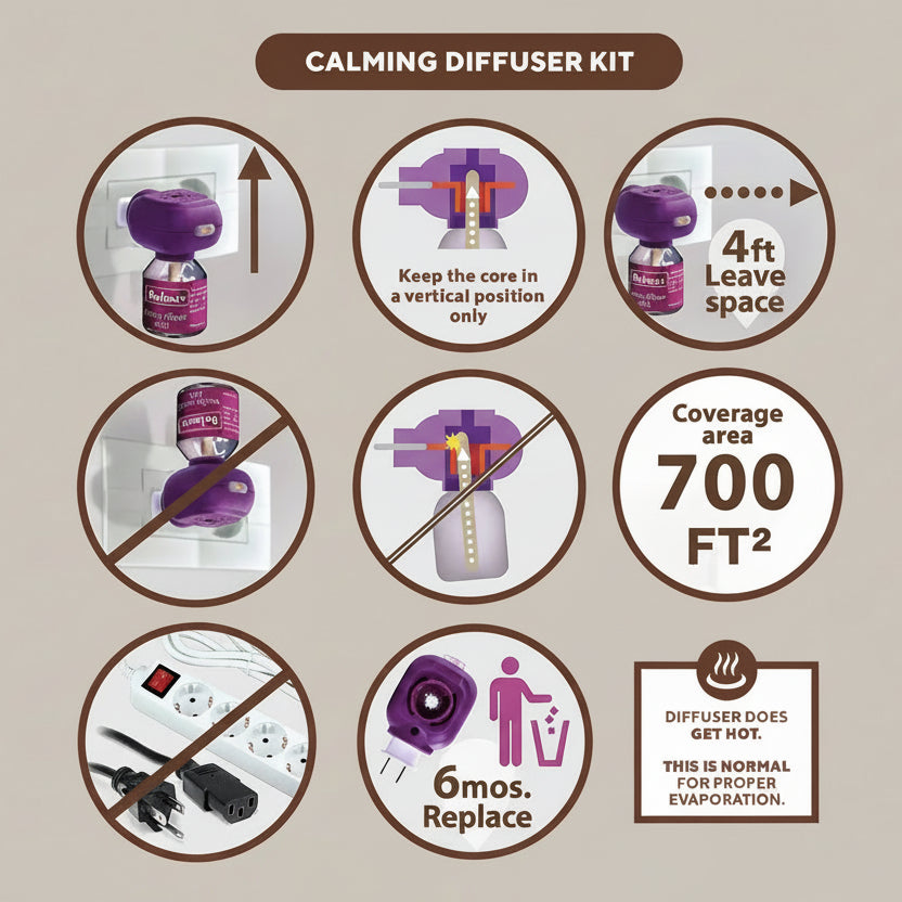 Relaxiv Natural Cat Calming Pheromone Diffuser Improved No Stress Formula anti Anxiety Treatment #1 for Cats and Dogs with a Long Lasting Calming Effect