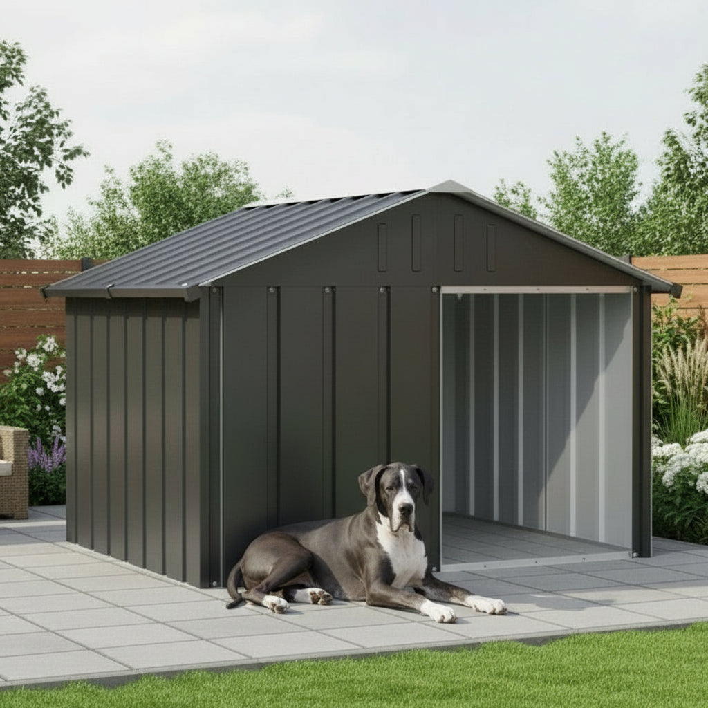 Dog House Gray 45.9"X60.2"X32.1" Galvanized Steel