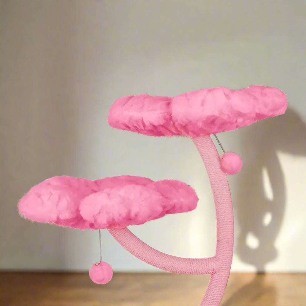 63"H Pink Modern Cat Tree 