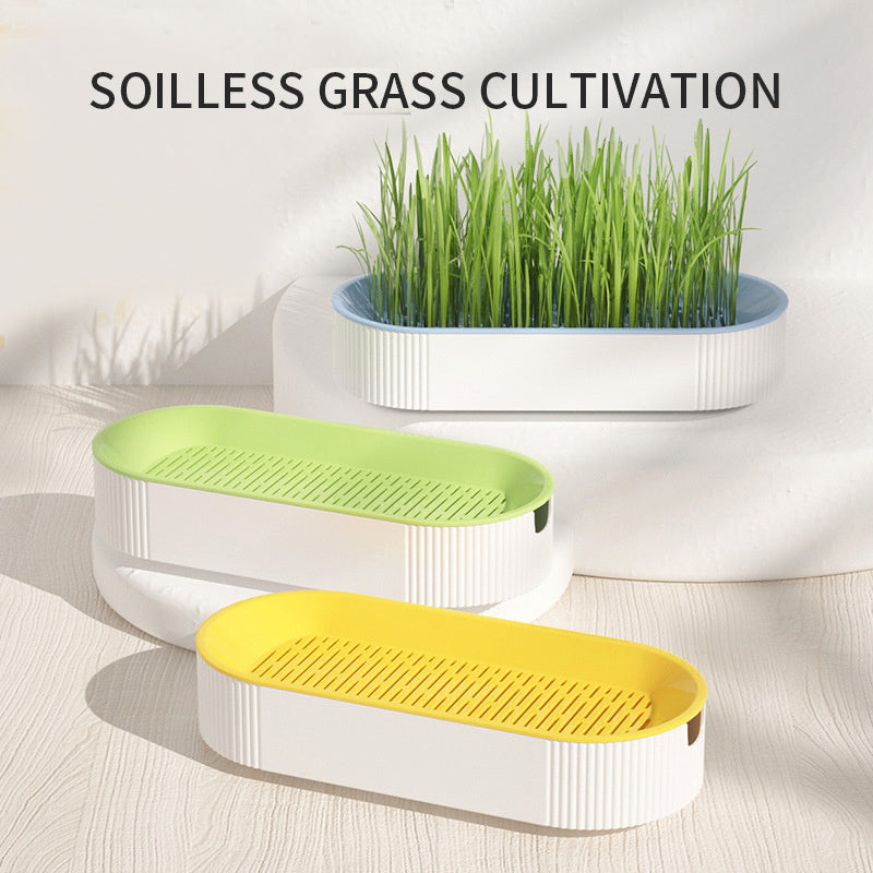 Cat Grass Growing Kit - Hydroponic Cat Grass Planter with Self-Watering System, Double-Layer Soilless Sprouting Tray for Indoor Cats