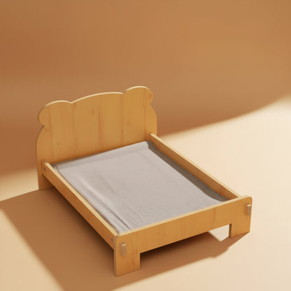 Cat Bed Wooden Cat and Dog Bed with Teddy Bear Pattern Indoor Pet Furniture Floor to Ceiling Bed(20*11Inch)Comfortable Durable