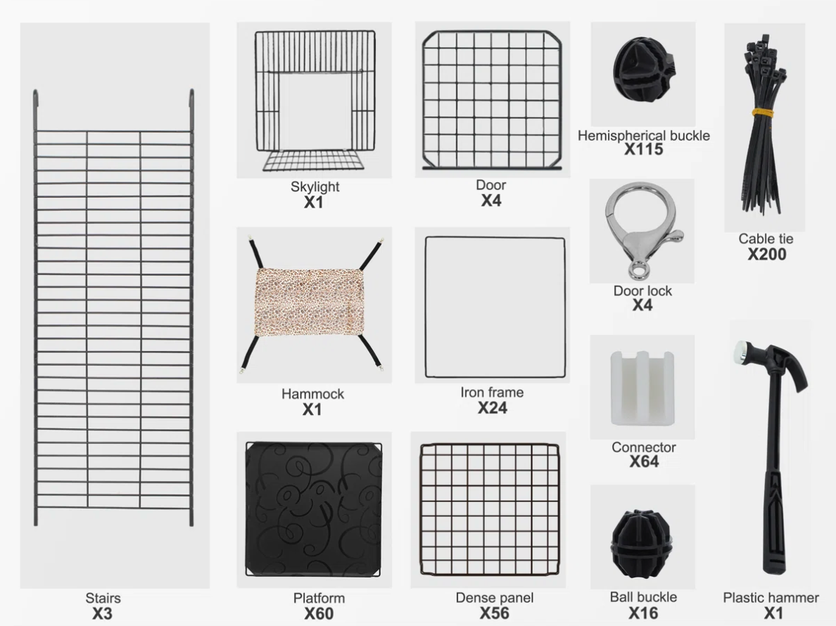 Portable Indoor/Outdoor Cat Cage, Catio, Cat House with 3 Shelves - Multi-Pet Enclosure