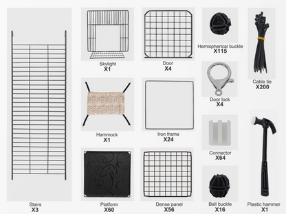 Portable Indoor/Outdoor Cat Cage, Catio, Cat House with 3 Shelves - Multi-Pet Enclosure