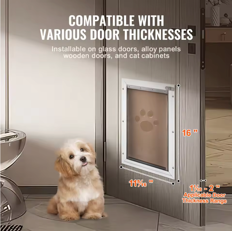 Flap Pet Door - Premium Aluminum Frame with Magnetic Seal & Weather Protection