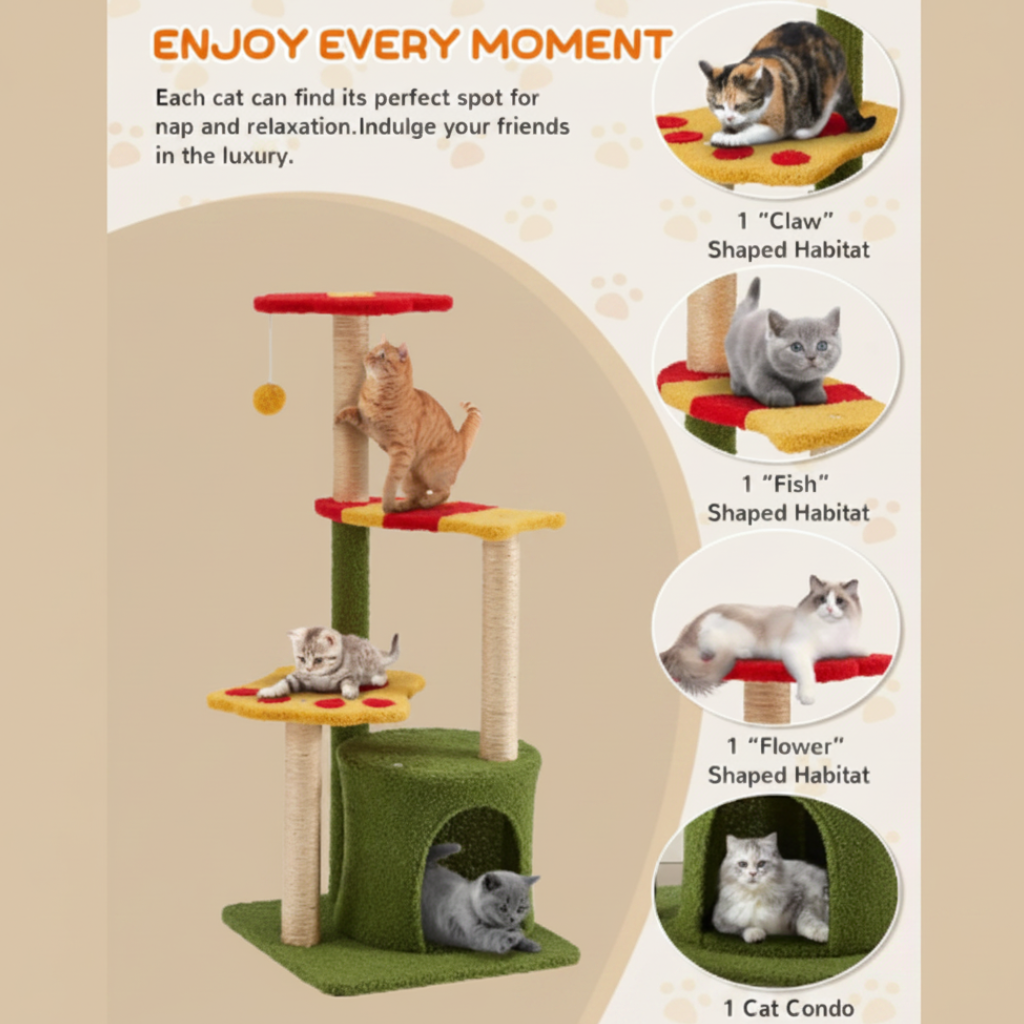 Flower Cat Tree - 37"
