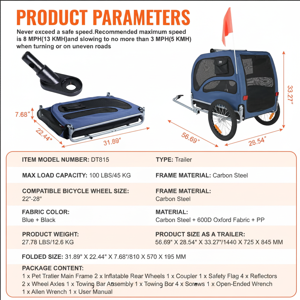 Image displaying all product dimensions when assembled or folded.