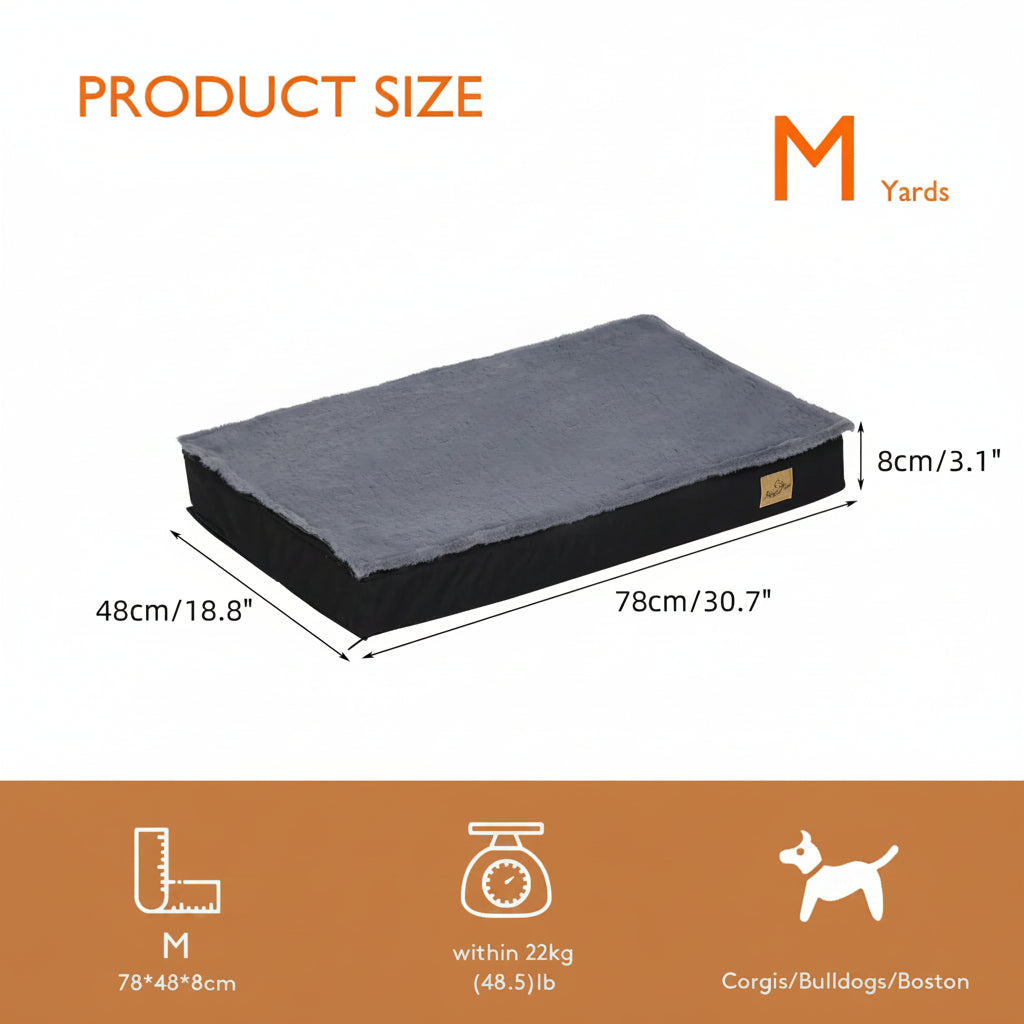 Measurement chart for a product size labeled 'M' with dimensions and weight capacity details.