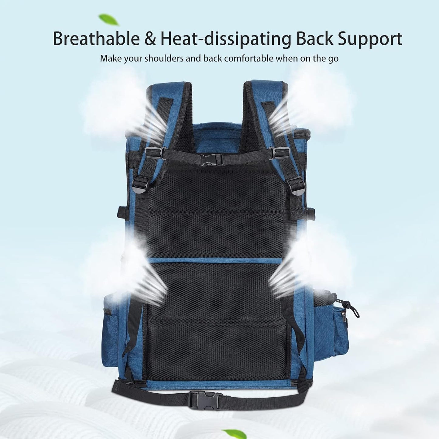 Double-Compartment Pet Carrier Backpack for Small Cats and Dogs, Cat Travel Carrier for 2 Cats, Perfect for Traveling/Hiking/Camping, Blue