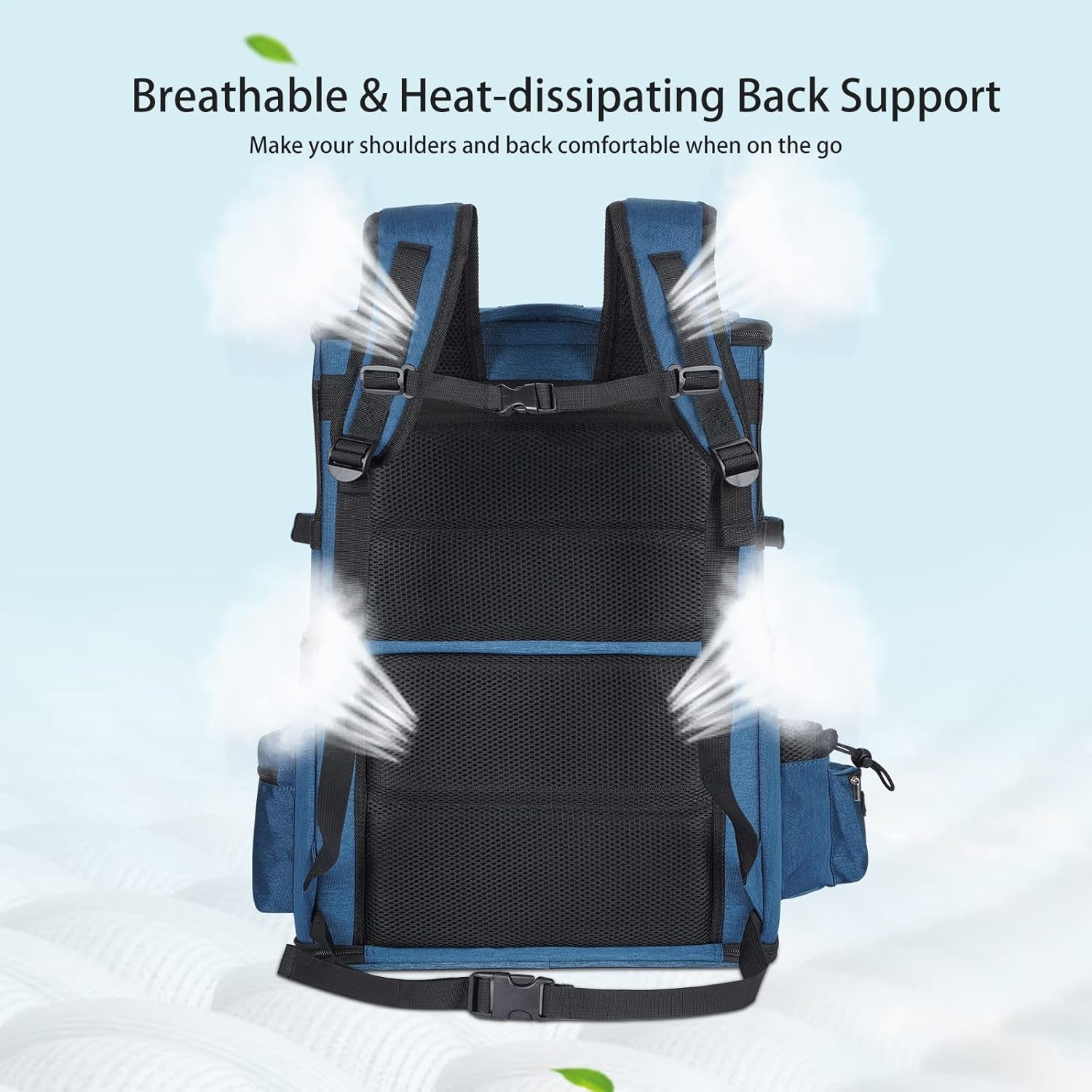 Double-Compartment Pet Carrier Backpack for Small Cats and Dogs, Cat Travel Carrier for 2 Cats, Perfect for Traveling/Hiking/Camping, Blue