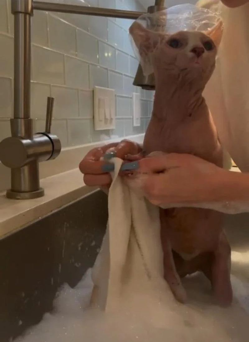 Shower Caps for Sphynx Cats and Small Pets 20Pcs Keep Ears Dry While Bathing