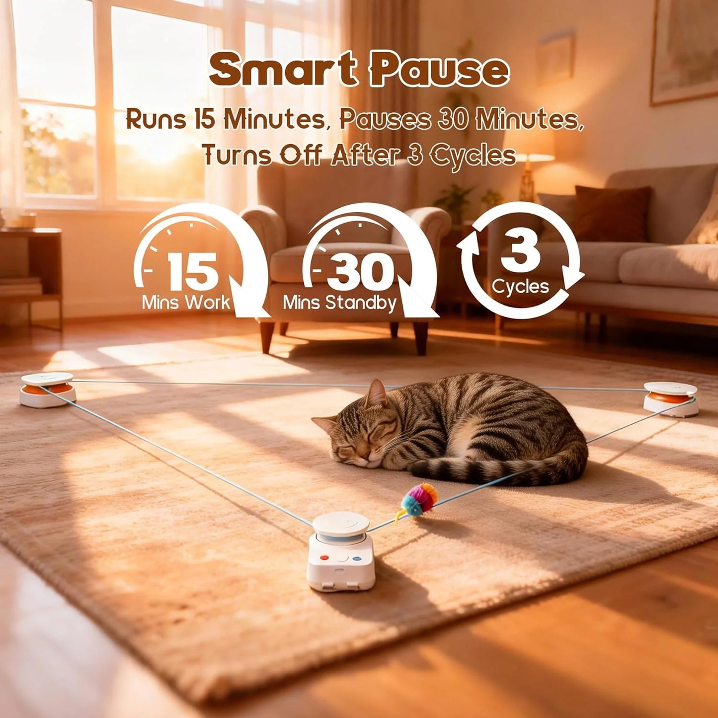 Interactive Cat Toy for Indoor Cats – Automatic Moving & Enrichment Toy for Indoor Cats/Kitten, Auto/Manual Control Cat Treadmill for Exercise & Mental Stimulation, Stimulating Chase Toys