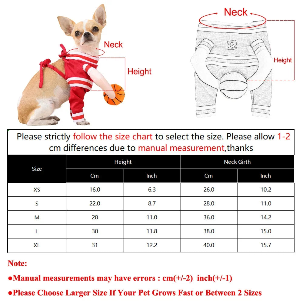 Pet Basketball Player Costume for Dogs & Cats Cute Kitten Sport Clothes with 3D Ball Breathable Adjustable Halloween Cat Outfits