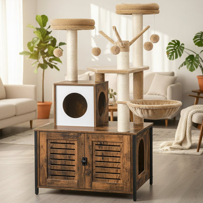 Burslem 52'' Cat Tree with Litter Box Enclosure