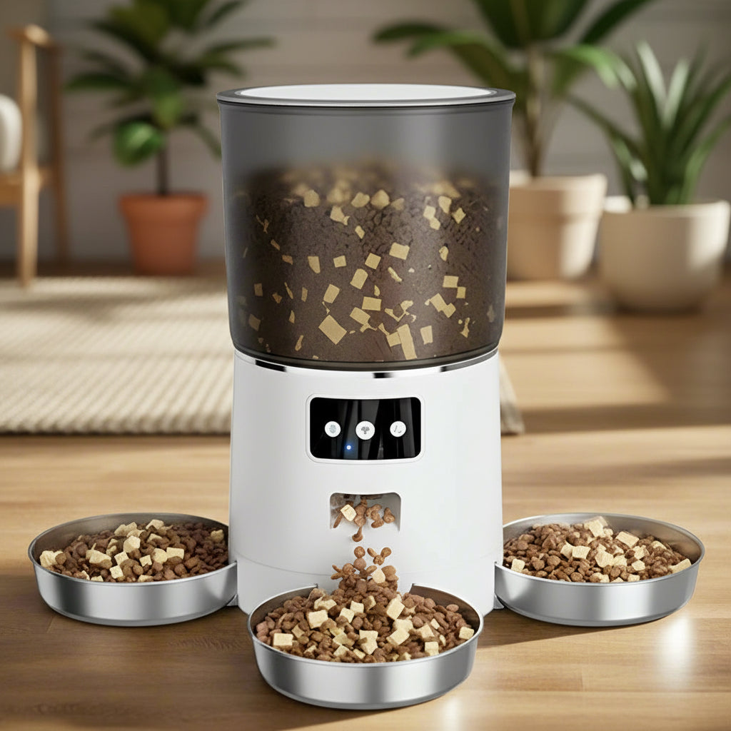 HEYBO Automatic Cat Feeder Smart App-Controlled Pet Feeder with 3 Bowls