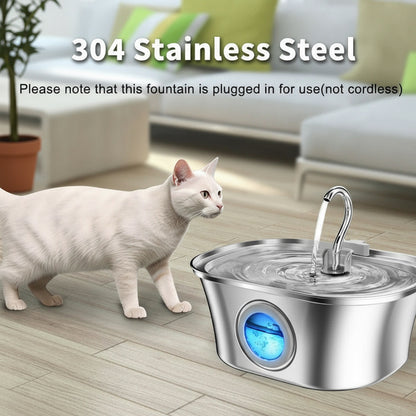 HEYBO Cat Water Fountain 3.2L Automatic Stainless Steel Pet Fountain Dog Water Dispenser