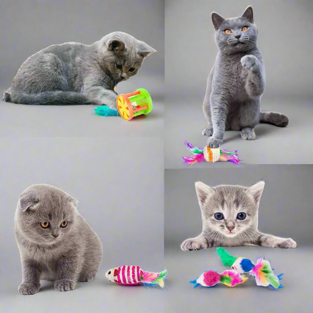 21PCS Cat Toys Kitten Toy Set Folding Camouflage Cat Tunnel Indoor Interactive Pet Toys Teaser Cat Feather Toy Colourful Mouse Plush Ball Bell Ball Toy Kit Kitten Puppy