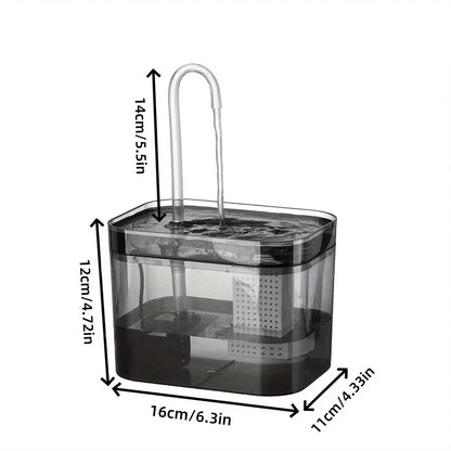 Cat Water Fountain with USB Auto Filter Recirculate Transparent Black Cat Drinker Ultra-Quiet Automatic Pet Drinking Dispenser