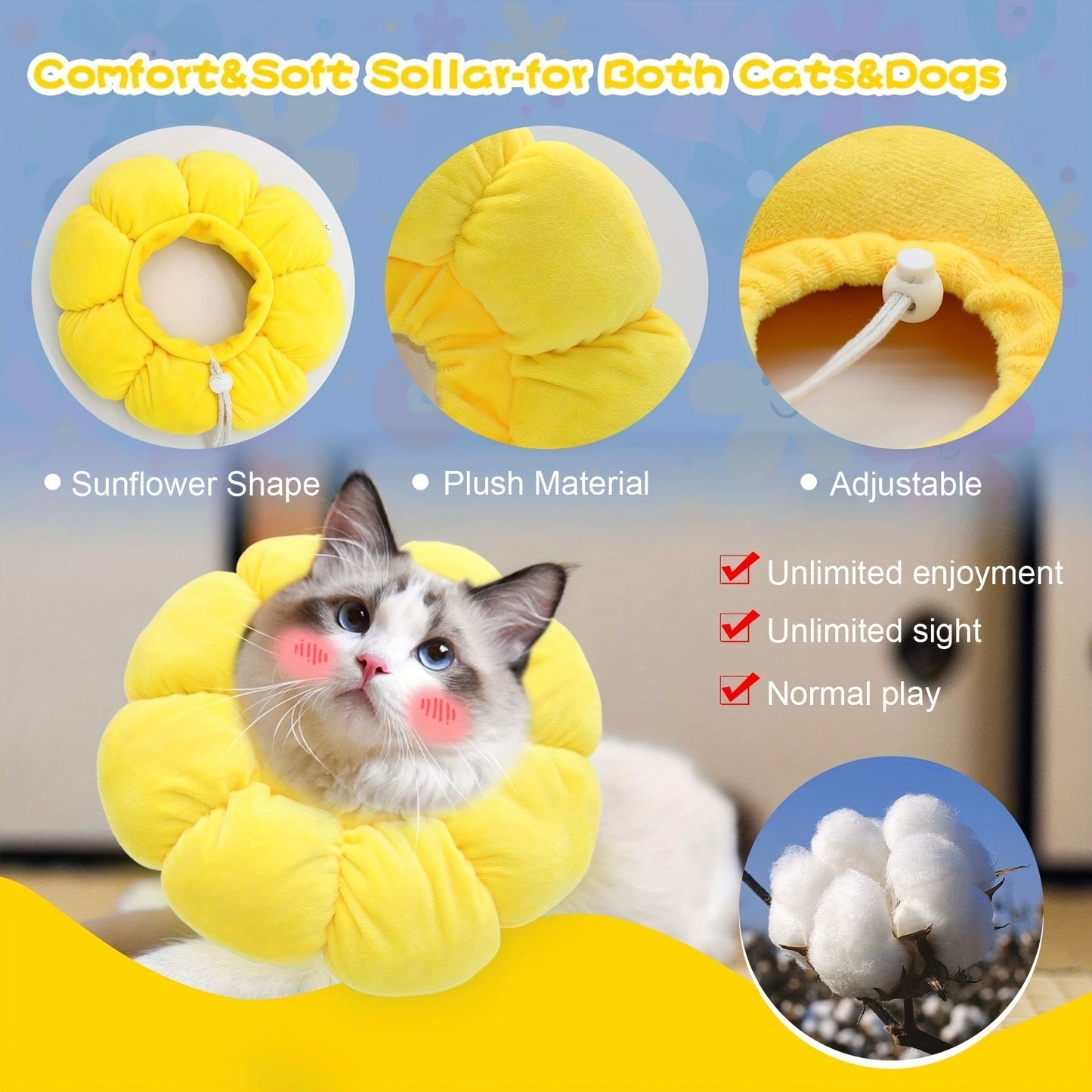 Cat Small Dog Recovery Collar | Cute Sunflower Neck Cone