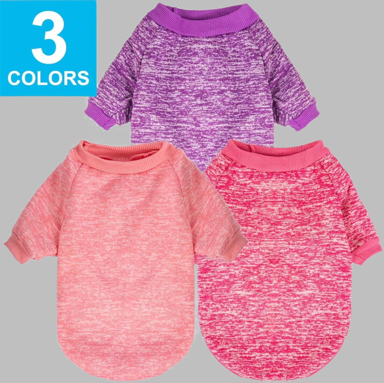 3 Pack Dog Sweater, Dog Sweaters for Small Dogs, Warm Soft Pet Clothes for Puppy, Medium Large Cat, Dogs Girl or Boy, Dog Shirt for Winter Christmas (Pink+Purple+Hotpink, X-Small)