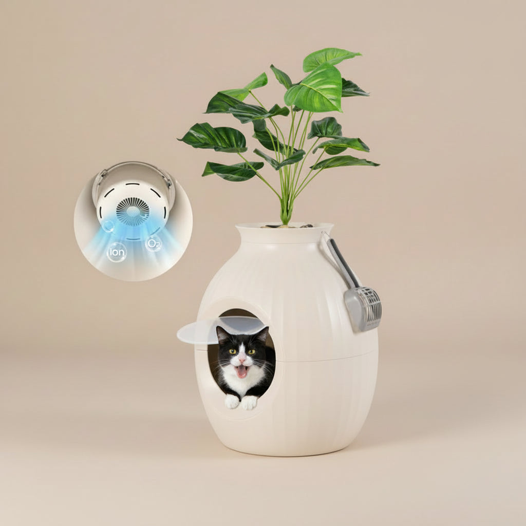 Smart Plant Cat Litter Box with Electronic Odor Removal & Sterilization