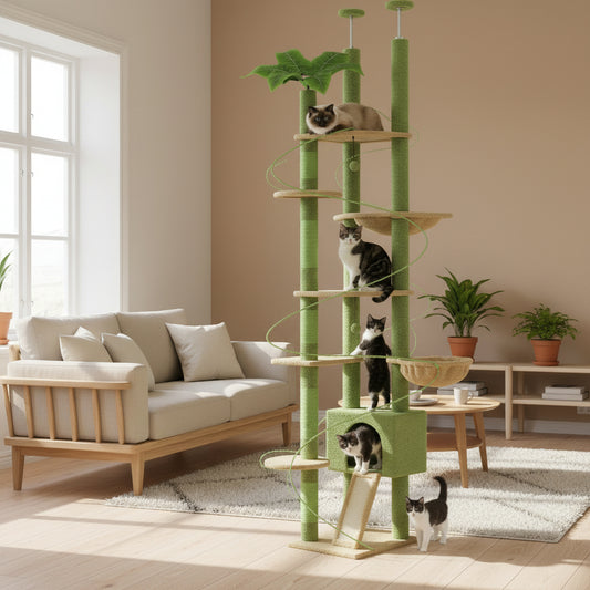 Floor-To-Ceiling Cat Tower - 90.5" - 100.4"