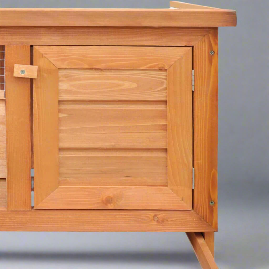 Rabbit Hutch Natural Solid Pine Wood, Plywood and Iron Large