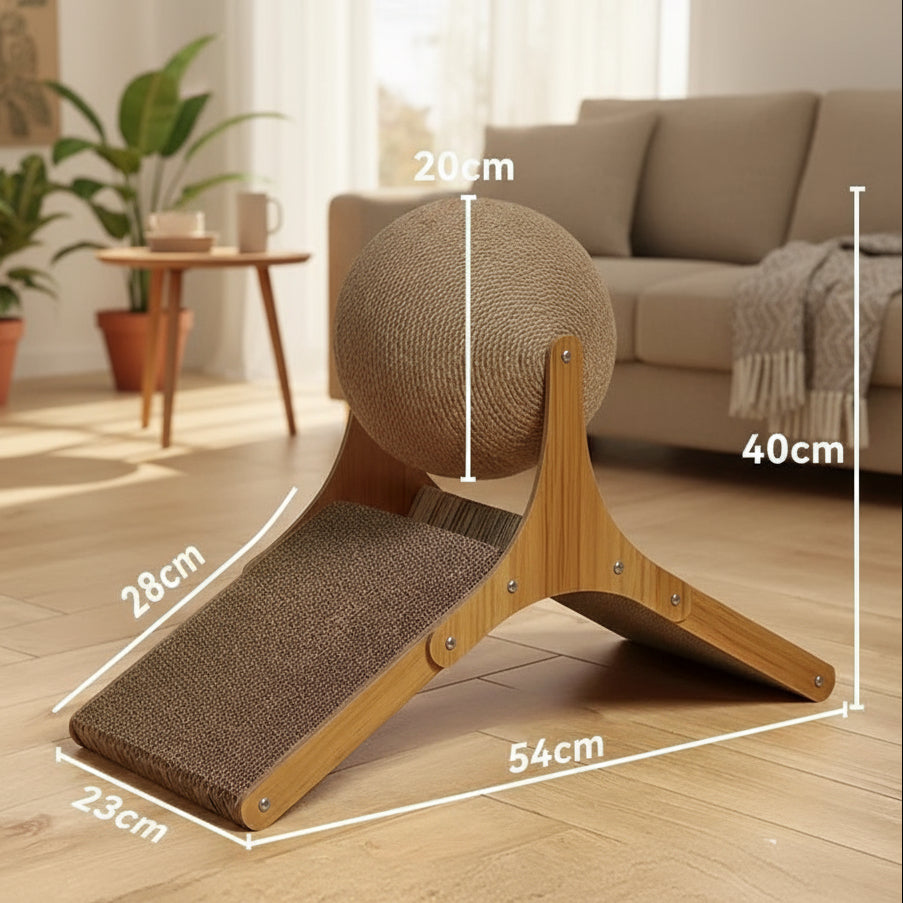 Cat Grabbing Board Wooden Cat Climbing Frame Vertical Scratch Resistant Cat Toy Rotating Sisal Rope Cat Grabbing Ball Cat Tower