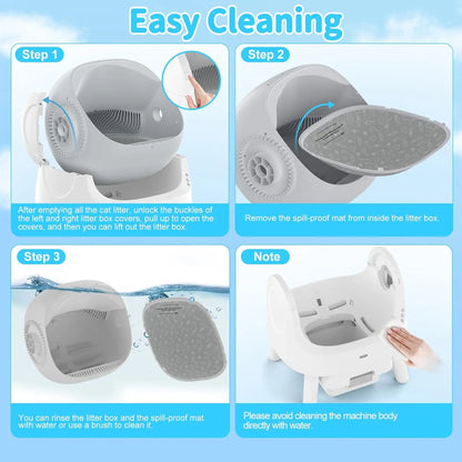 Self Cleaning Cat Litter Box, Automatic Cat Litter Box for Multiple Cats, Integrated Safety Protection with Open-Top Design