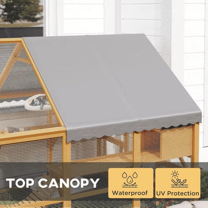 Large Catio Outdoor Cat Enclosure for Multiple Kittens, Wooden Cat House with Waterproof Cover, Walk in Kitty Cage Kennel With