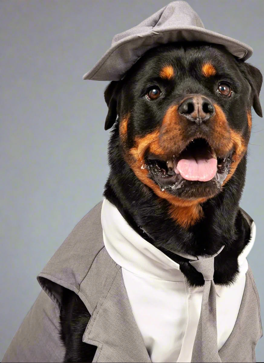 Dog Tuxedo Wedding Suit- Gray Top Hat & Leash (X-Large)
