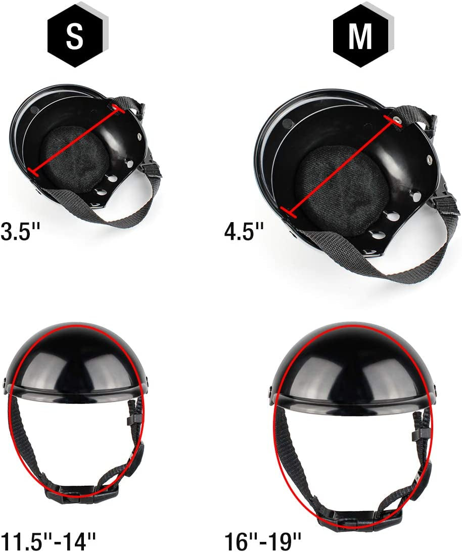 Pet Helmet, Hard Hat for Small Dogs, Motorcycle/Bike Hat for Cat, Outdoor Riding Puppy Cap, Black, Small