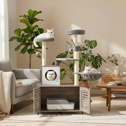 Burslem 52'' Cat Tree with Litter Box Enclosure