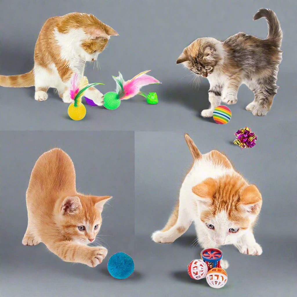 21PCS Cat Toys Kitten Toy Set Folding Camouflage Cat Tunnel Indoor Interactive Pet Toys Teaser Cat Feather Toy Colourful Mouse Plush Ball Bell Ball Toy Kit Kitten Puppy