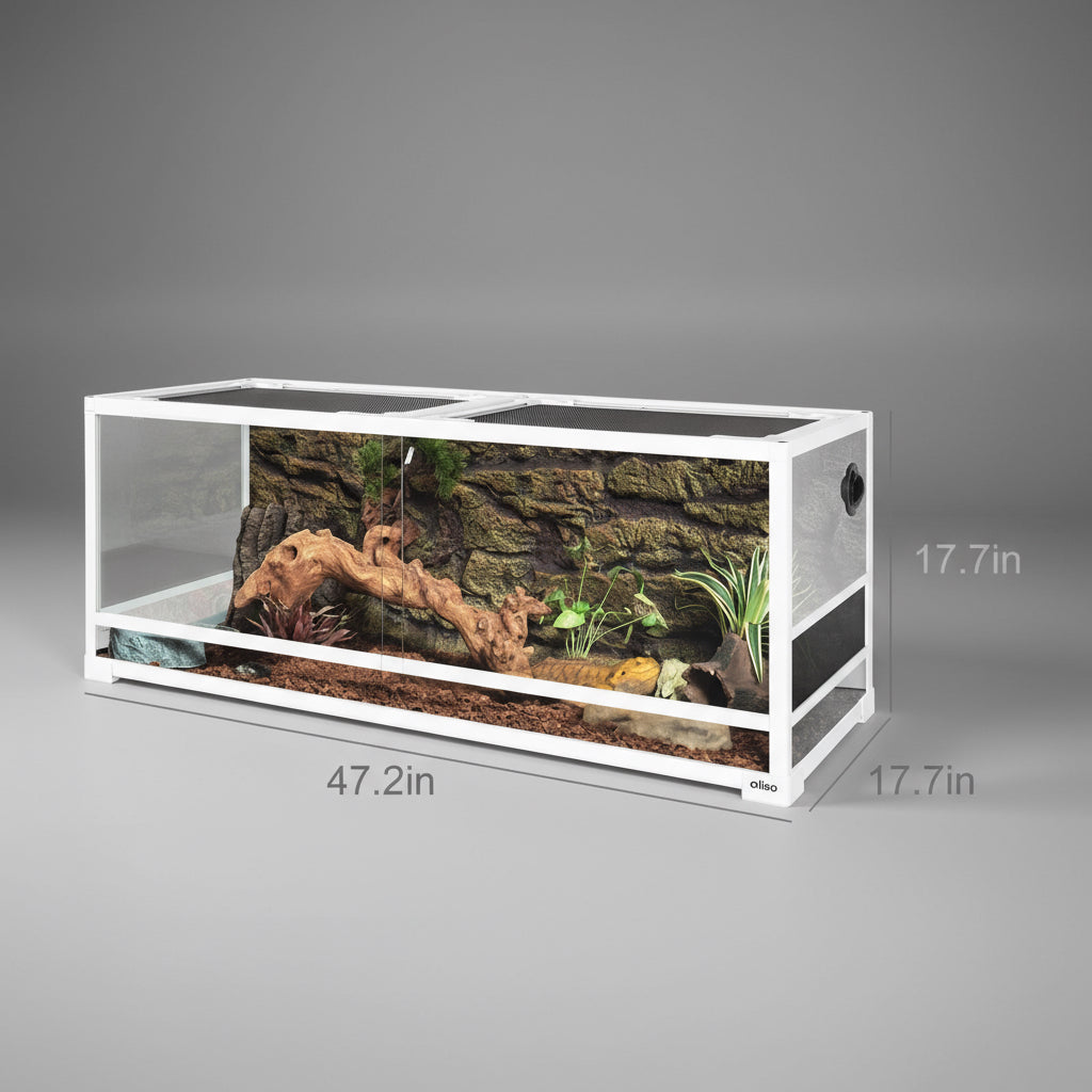 64 Gallon White Tempered Reptile Terrarium, Easy Assembly