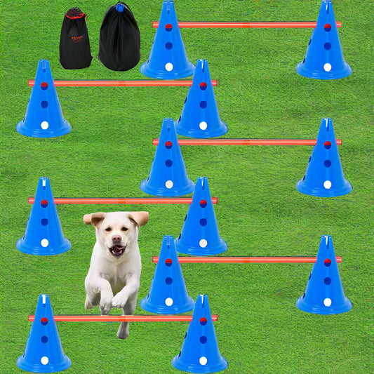 VEVOR Dog Agility Hurdle Cone Set 6 PCS Kit-12 Xcones 6 Xagility Rods with Bag