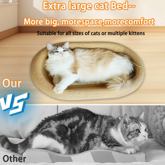 Large Space Sisal Cat Scratching Board Cat Bed - One-piece Enlarged And Widened Wear-resistant And Non-chipping Cat Scratching Basin With Cat Ball Toy, Concave Design Cat Bed For Scratching And Sleeping