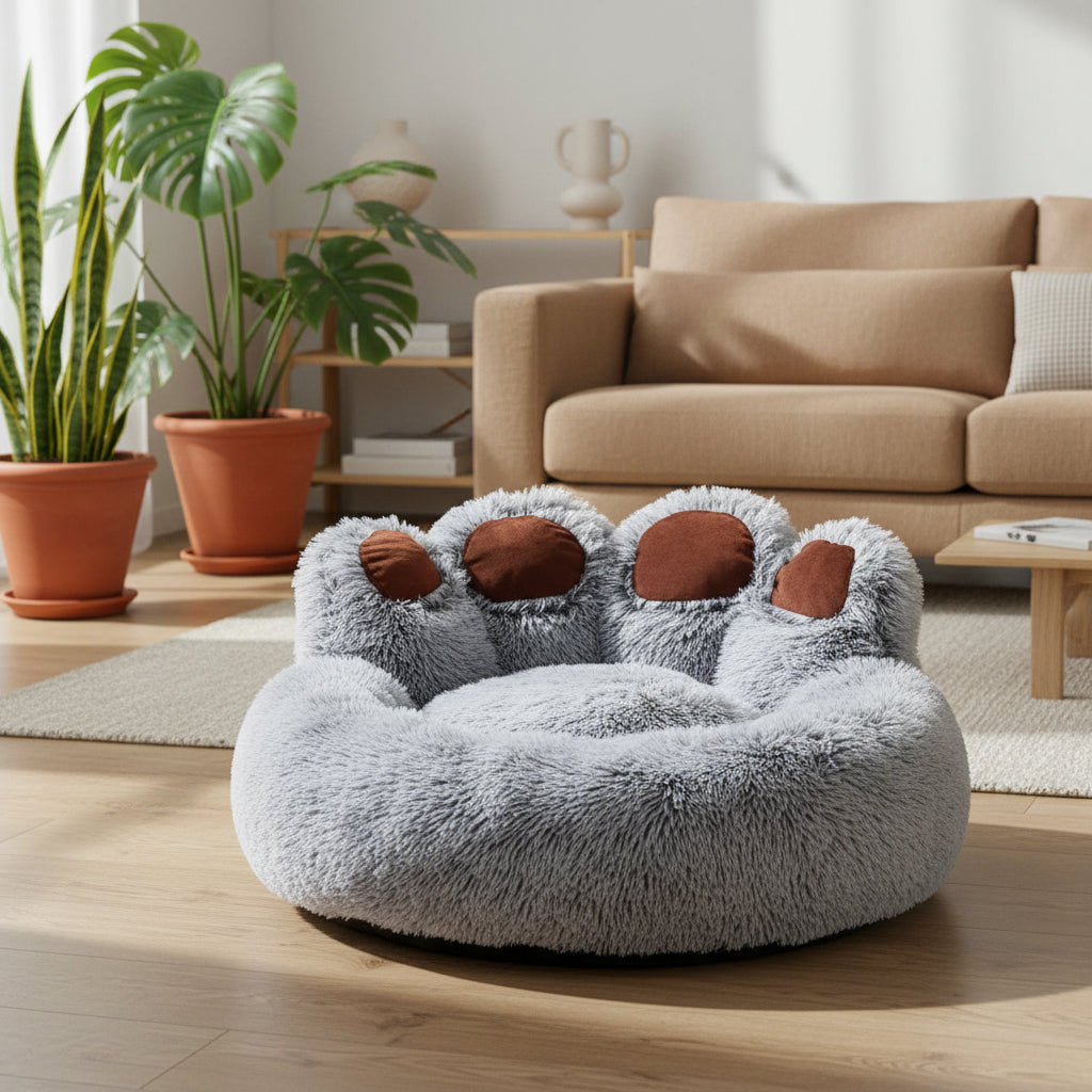 Cute Bear Paw Dog Bed Plush Winter Warm Mat Pets Kennel Large Dog Sleeping Bed Puppy Cat Sofa Blanket Cushion Pets Accessories